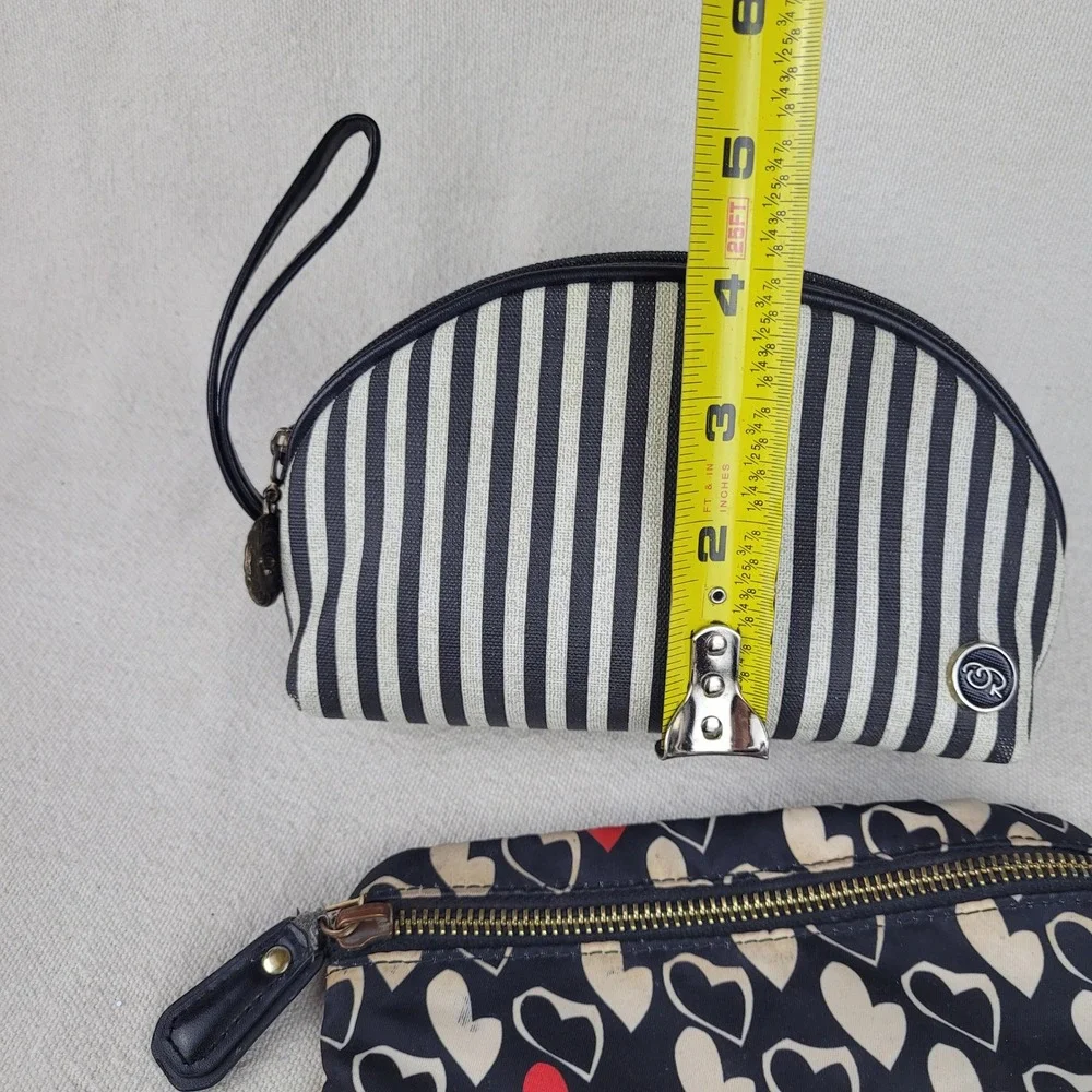 VTG‎ Oscar de la Renta Striped & DVF Heart Cosmetic Bag Bundle Black White Red